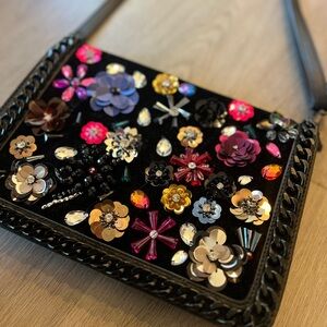 Aldo Black Floral Embellished Bag